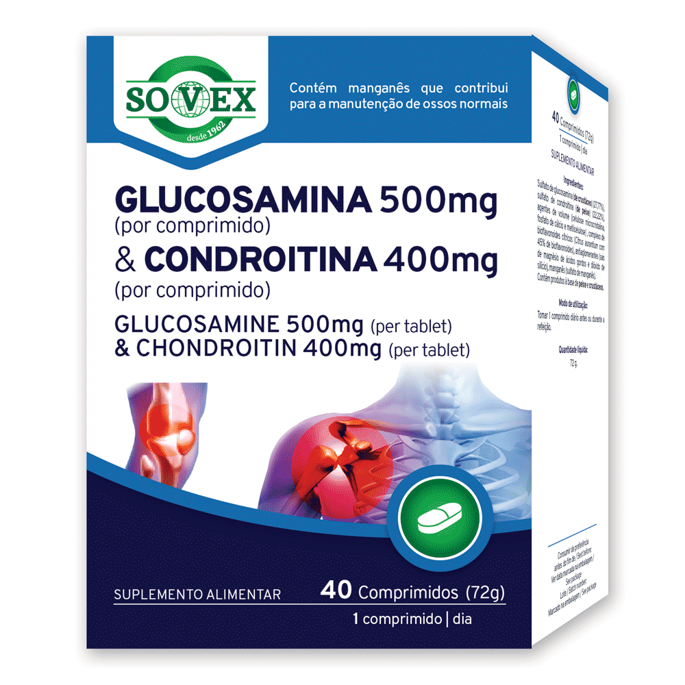 Glucosamina 500mg + Condroitina 400mg – 40 comprimidos – Sovex