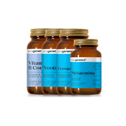 Ecogenetics Amber Bottles: Tranquility, Nootropic, Vitamin B Complex, and Melatonin from the Mental Fitness Pack to Help with Insomnia