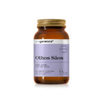 Amber bottle of Ecogenetics Healthy Eyes dietary supplement with a lilac label, 60 capsules
