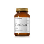 Amber bottle of Ecogenetics Toxins dietary supplement with a white label, 60 capsules