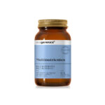 Amber bottle of Ecogenetics Multinutrients dietary supplement with a blue label, 60 capsules