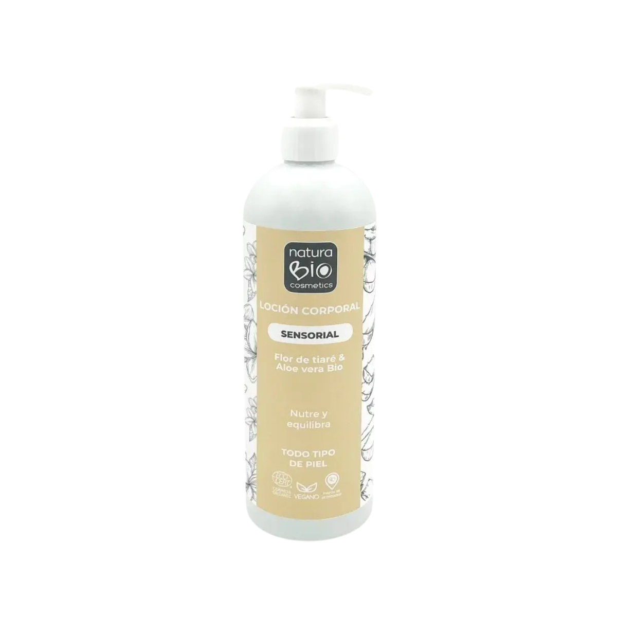 1001215 NaturaBio - Crema Corporal Sensorial Bio de Flor de Tiaré y Aloe Vera - 500ml - Imagen 1