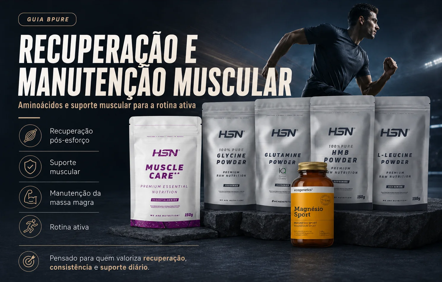 Los suplementos deportivos son mucho más que solo proteínas y creatina Recuperação e manutenção muscular com Muscle Care, glicina, glutamina, HMB, leucina e Magnésio Sport